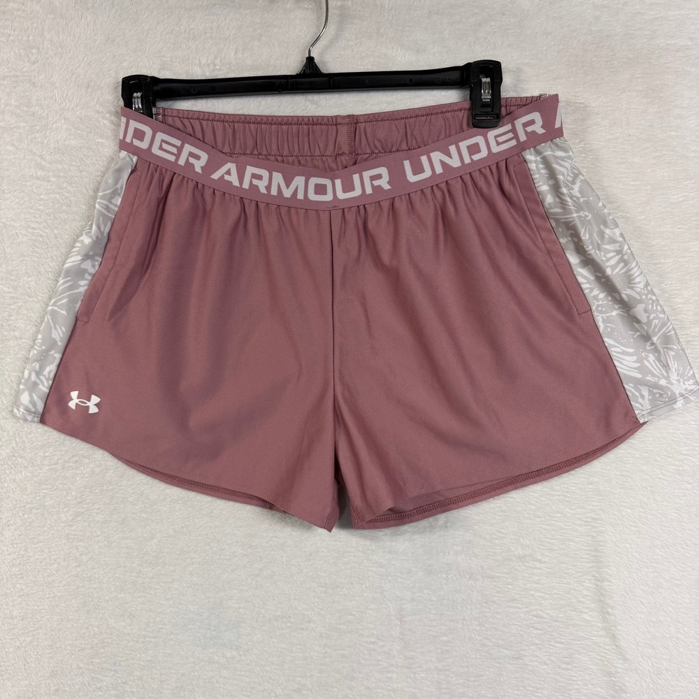Under Armour XL Play Up 3.0 Shorts Mauve Pink Floral Side Stripe Gym Activewear
